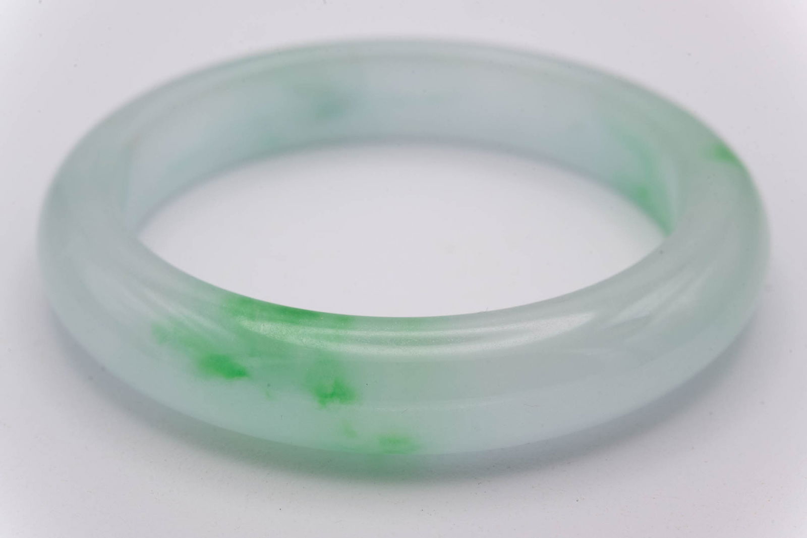 Chinese Translucent Green Jade Bangle - 3