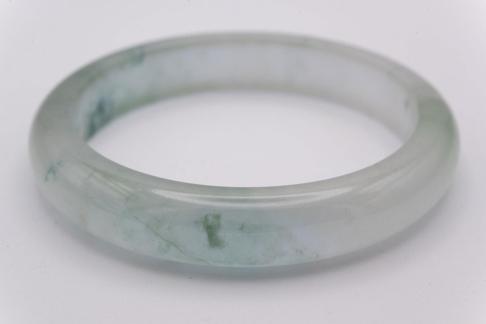 Chinese Translucent Green Jade Bangle - 3