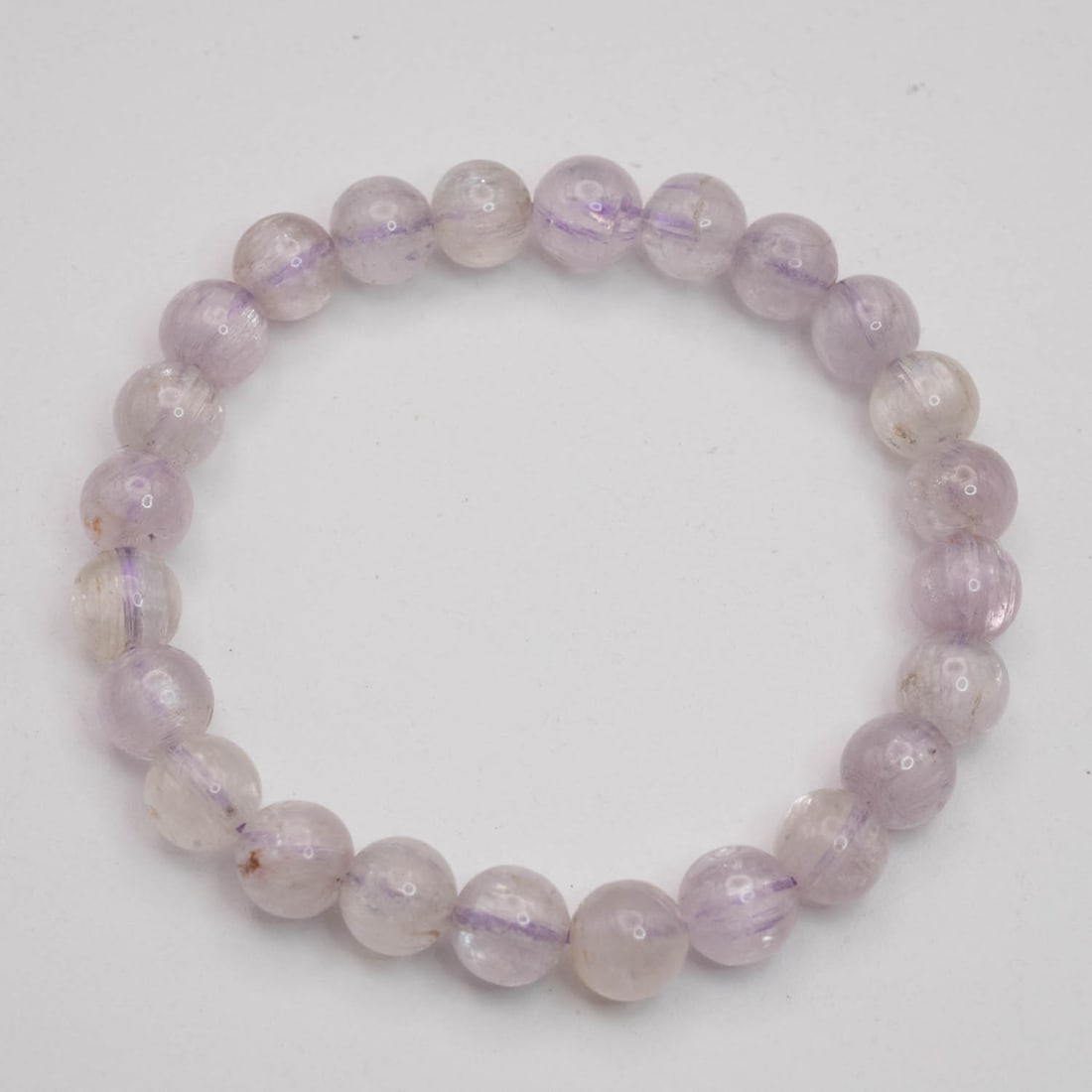 Natural Quartz Bead Bracelet: Medium: Quartz Size: 9x8mm Age/Detail: Natural Condition: great overall, check photo for condition reference. Provenance: Collection from Estate in Williamsburg LiveShipping is NOT a part of the aucti