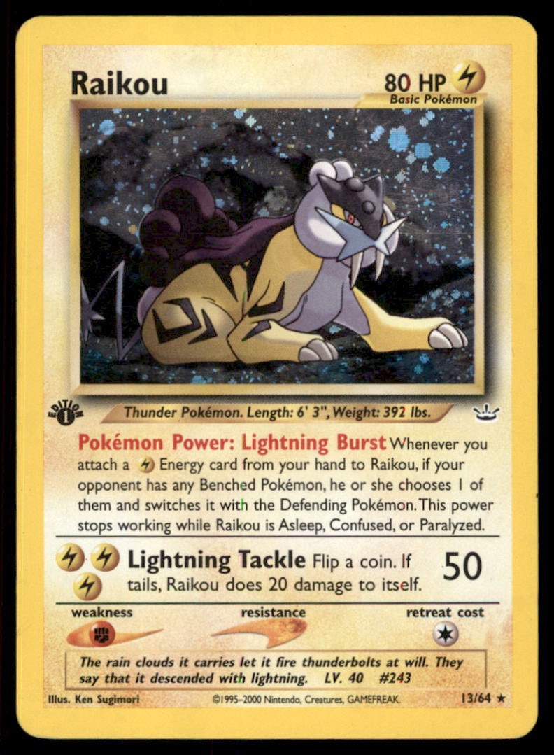 Raikou 1st ED. Neo Revelation #13/64 Holo Pokemon Card (1 of 2)