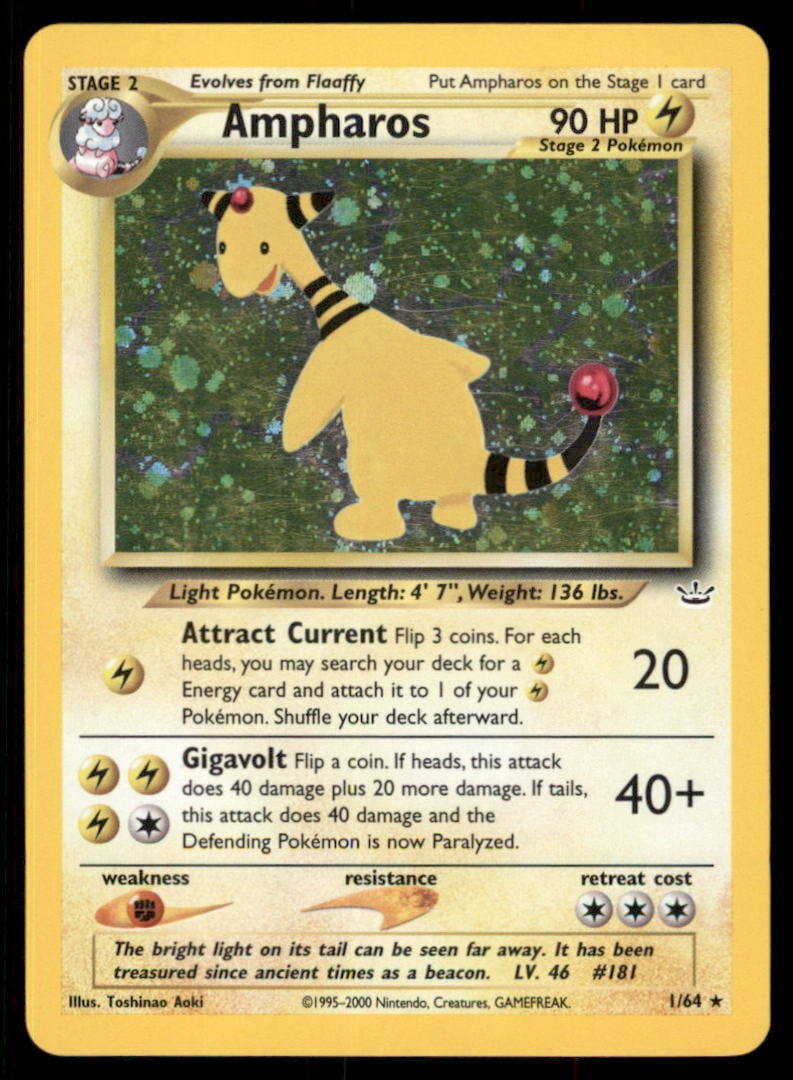 Ampharos Neo Revelation #01/64 Holo Pokemon Card (1 of 2)
