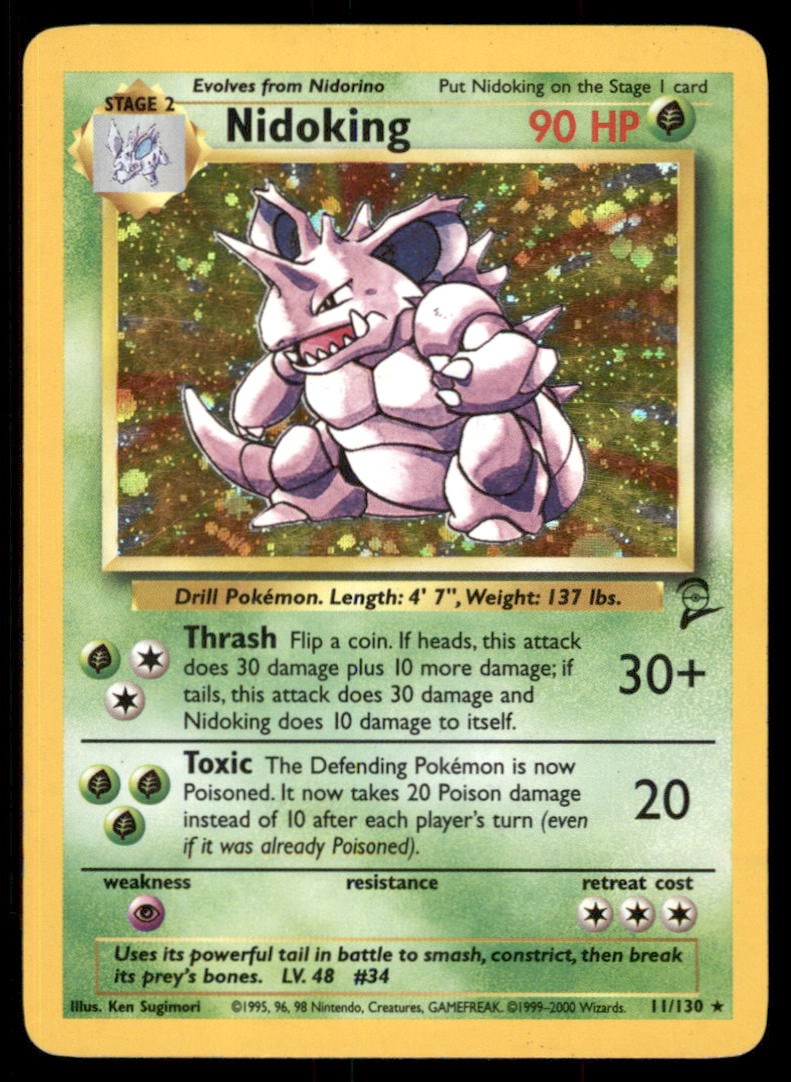 Nidoking Base Set 2 #011/130 Holo Pokemon Card (1 of 2)