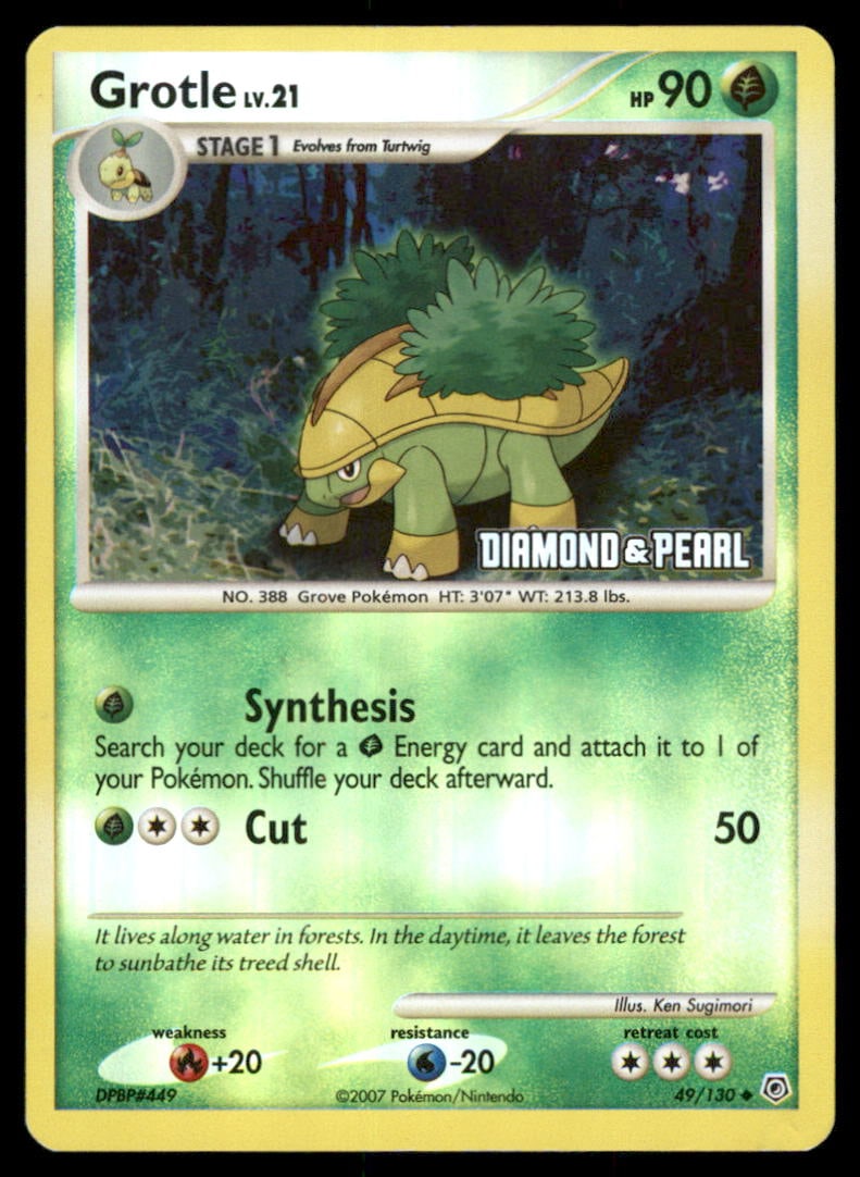 Grotle Diamond and Pearl #49/130 Holo Pokemon Card (1 of 2)