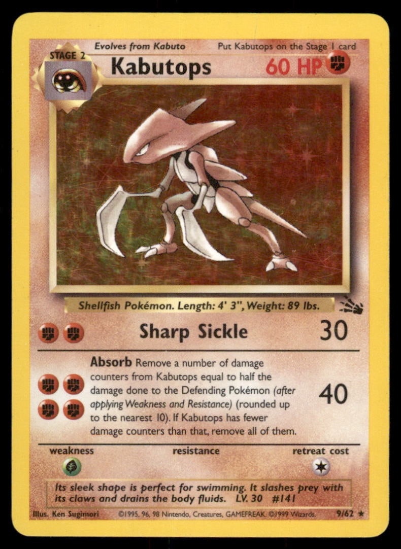 Kabutops (9) Fossil #09/62 Holo Pokemon Card: We offer combined shipping on multiple items. Buyers may also arrange their own shipping. LiveShipping is a separate and independent option for shipping that is NOT a part of the auction house or thei