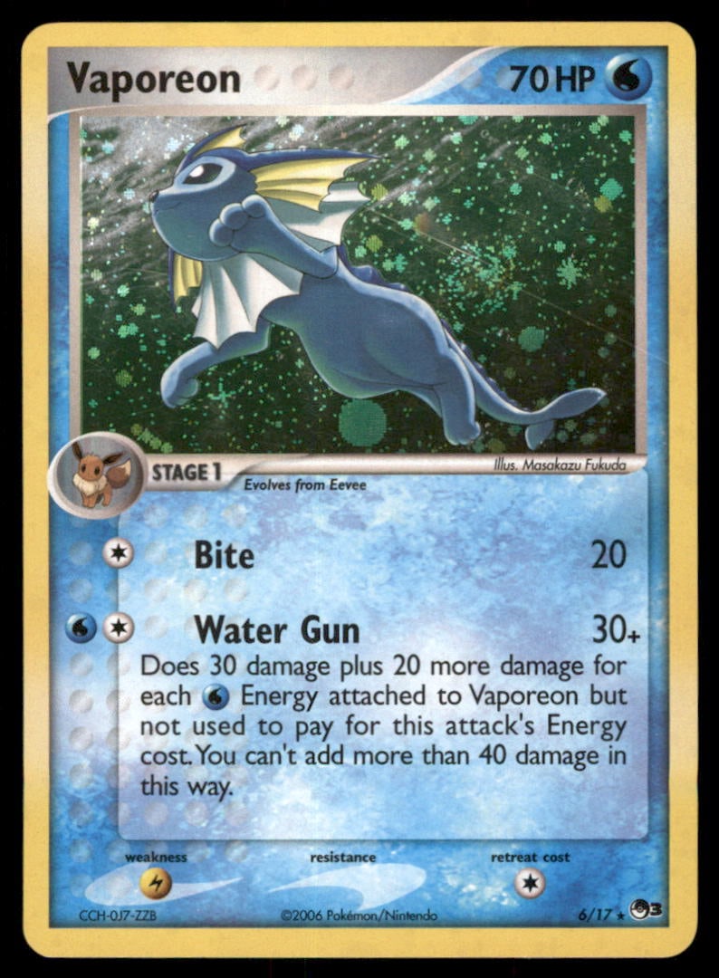 Vaporeon POP Series 3 #006/017 Holo Pokemon Card: We offer combined shipping on multiple items. Buyers may also arrange their own shipping. LiveShipping is a separate and independent option for shipping that is NOT a part of the auction house or thei