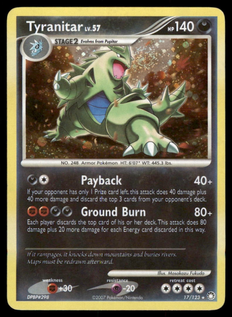 Tyranitar Mysterious Treasures #17/123 Holo Pokemon Card (1 of 2)