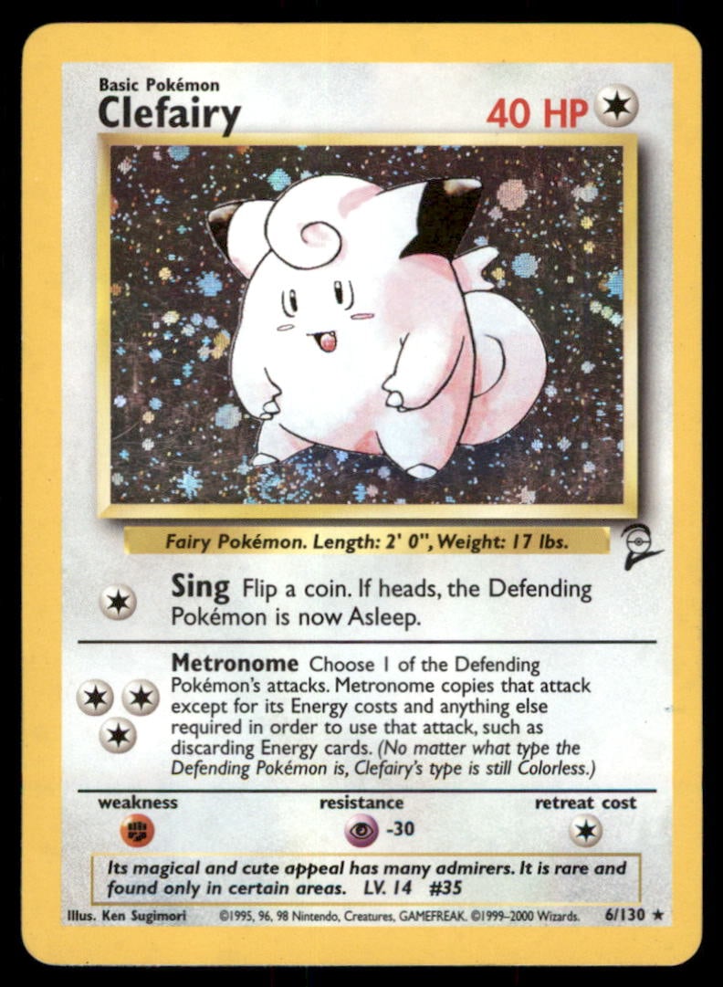 Clefairy Base Set 2 #006/130 Holo Pokemon Card (1 of 2)