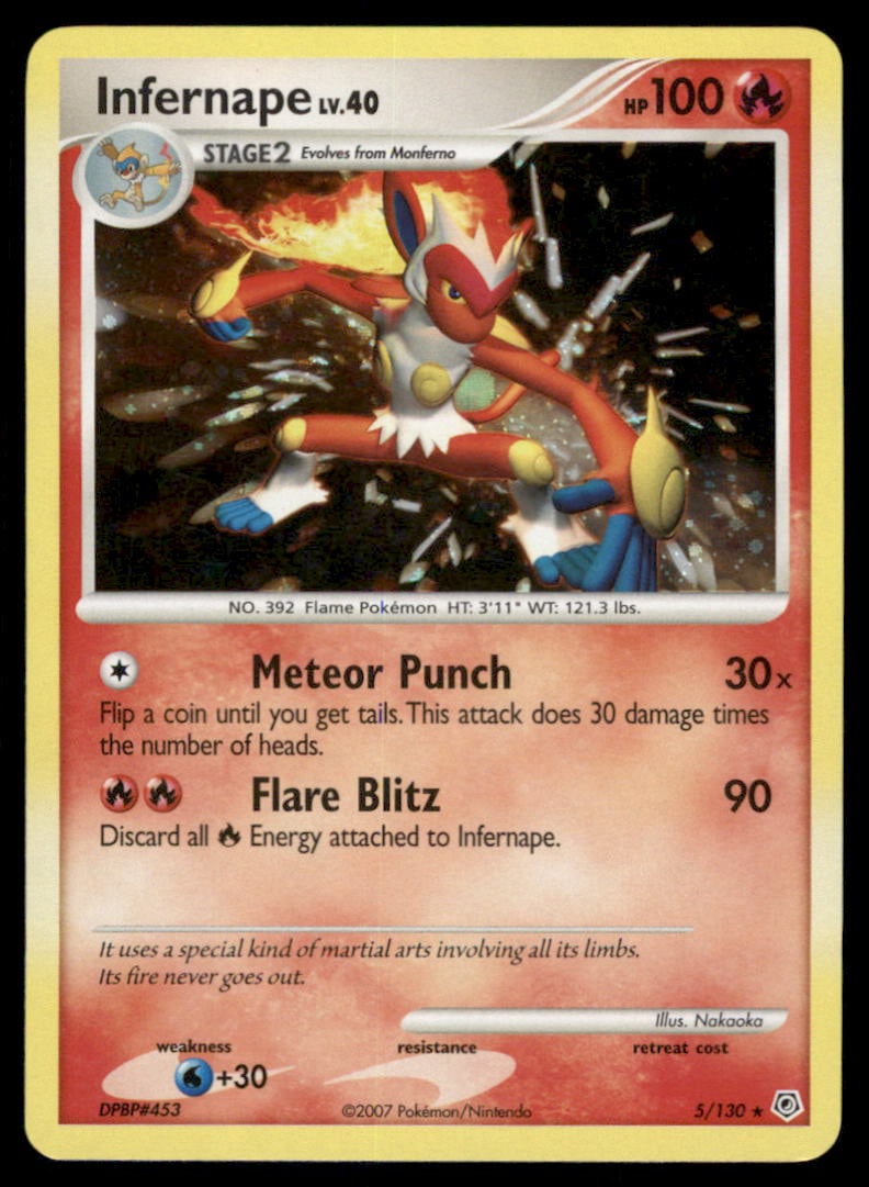 Infernape Diamond and Pearl #5/130 Holo Pokemon Card: We offer combined shipping on multiple items. Buyers may also arrange their own shipping. LiveShipping is a separate and independent option for shipping that is NOT a part of the auction house or thei
