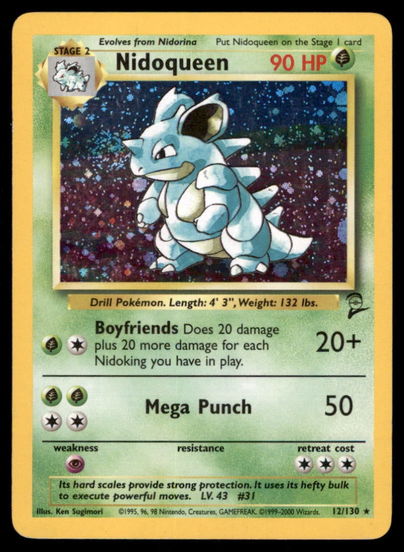 Nidoqueen Base Set 2 #012/130 Holo Pokemon Card: We offer combined shipping on multiple items. Buyers may also arrange their own shipping. LiveShipping is a separate and independent option for shipping that is NOT a part of the auction house or thei