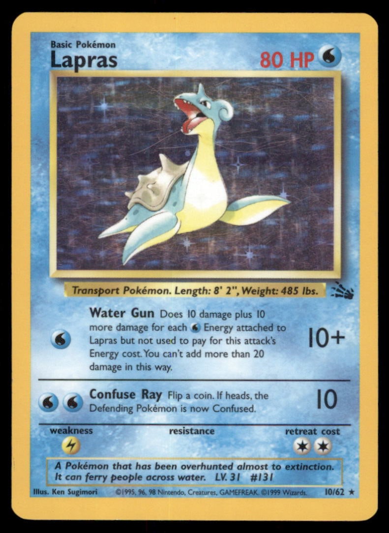 Lapras (10) Fossil #10/62 Holo Pokemon Card: We offer combined shipping on multiple items. Buyers may also arrange their own shipping. LiveShipping is a separate and independent option for shipping that is NOT a part of the auction house or thei