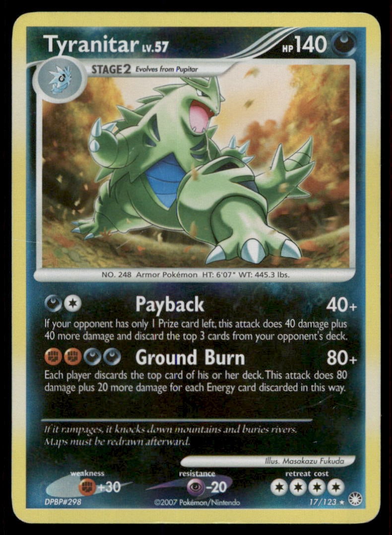 Tyranitar Mysterious Treasures #17/123 Holo Pokemon Card: We offer combined shipping on multiple items. Buyers may also arrange their own shipping. LiveShipping is a separate and independent option for shipping that is NOT a part of the auction house or thei