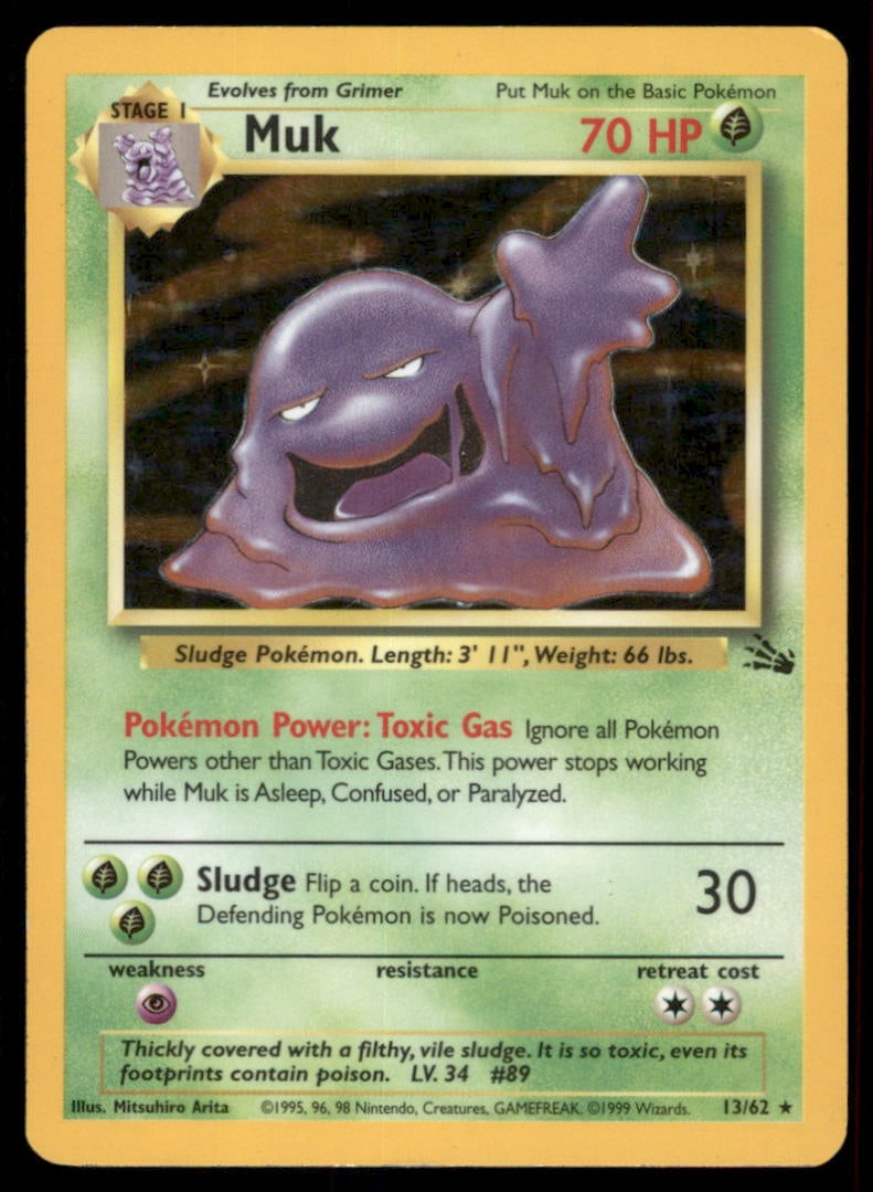 Muk (13) Fossil #13/62 Holo Pokemon Card: We offer combined shipping on multiple items. Buyers may also arrange their own shipping. LiveShipping is a separate and independent option for shipping that is NOT a part of the auction house or thei