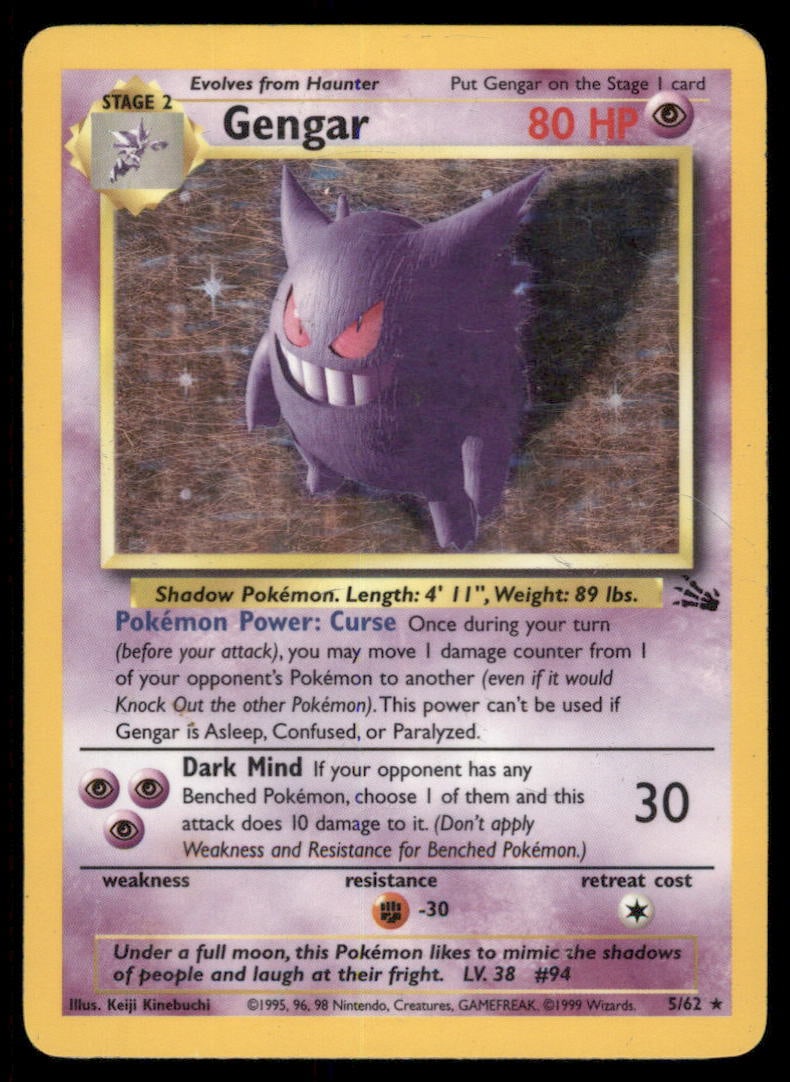 Gengar (5) Fossil #05/62 Holo Pokemon Card (1 of 2)