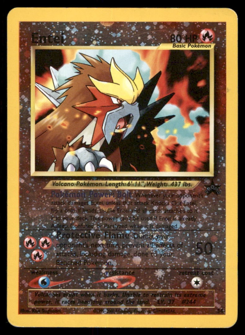 Entei WoTC Promo #34/53 Holo Pokemon Card: We offer combined shipping on multiple items. Buyers may also arrange their own shipping. LiveShipping is a separate and independent option for shipping that is NOT a part of the auction house or thei