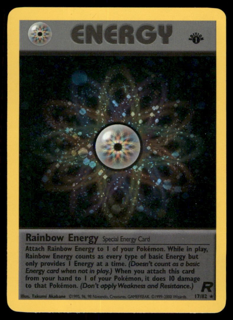 Rainbow Energy 1st ED. Team Rocket #17/82 Holo Pokemon Card: We offer combined shipping on multiple items. Buyers may also arrange their own shipping. LiveShipping is a separate and independent option for shipping that is NOT a part of the auction house or thei