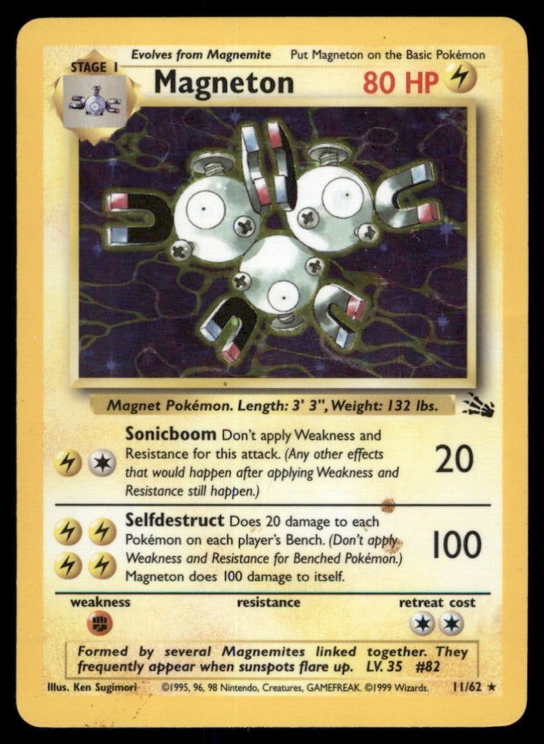 Magneton (11) Fossil #11/62 Holo Pokemon Card: We offer combined shipping on multiple items. Buyers may also arrange their own shipping. LiveShipping is a separate and independent option for shipping that is NOT a part of the auction house or thei