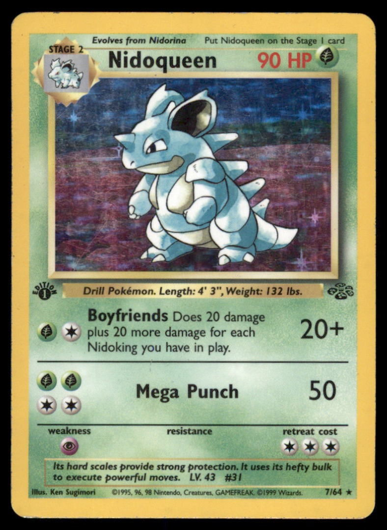 Nidoqueen 1st ED. Jungle #07/64 Holo Pokemon Card: We offer combined shipping on multiple items. Buyers may also arrange their own shipping. LiveShipping is a separate and independent option for shipping that is NOT a part of the auction house or thei