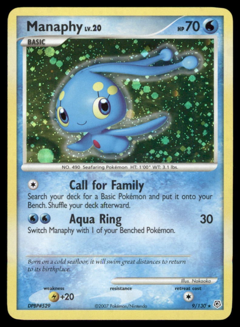 Manaphy Diamond and Pearl #9/130 Holo Pokemon Card: We offer combined shipping on multiple items. Buyers may also arrange their own shipping. LiveShipping is a separate and independent option for shipping that is NOT a part of the auction house or thei