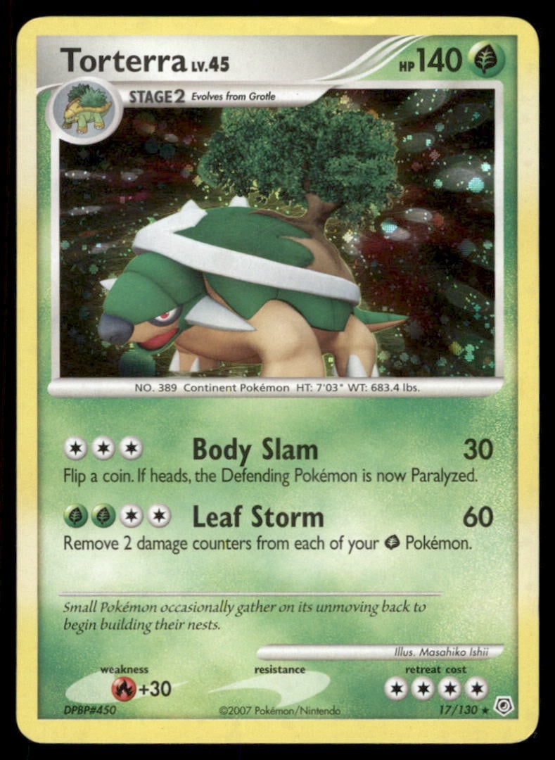 Torterra Diamond and Pearl #17/130 Holo Pokemon Card (1 of 2)