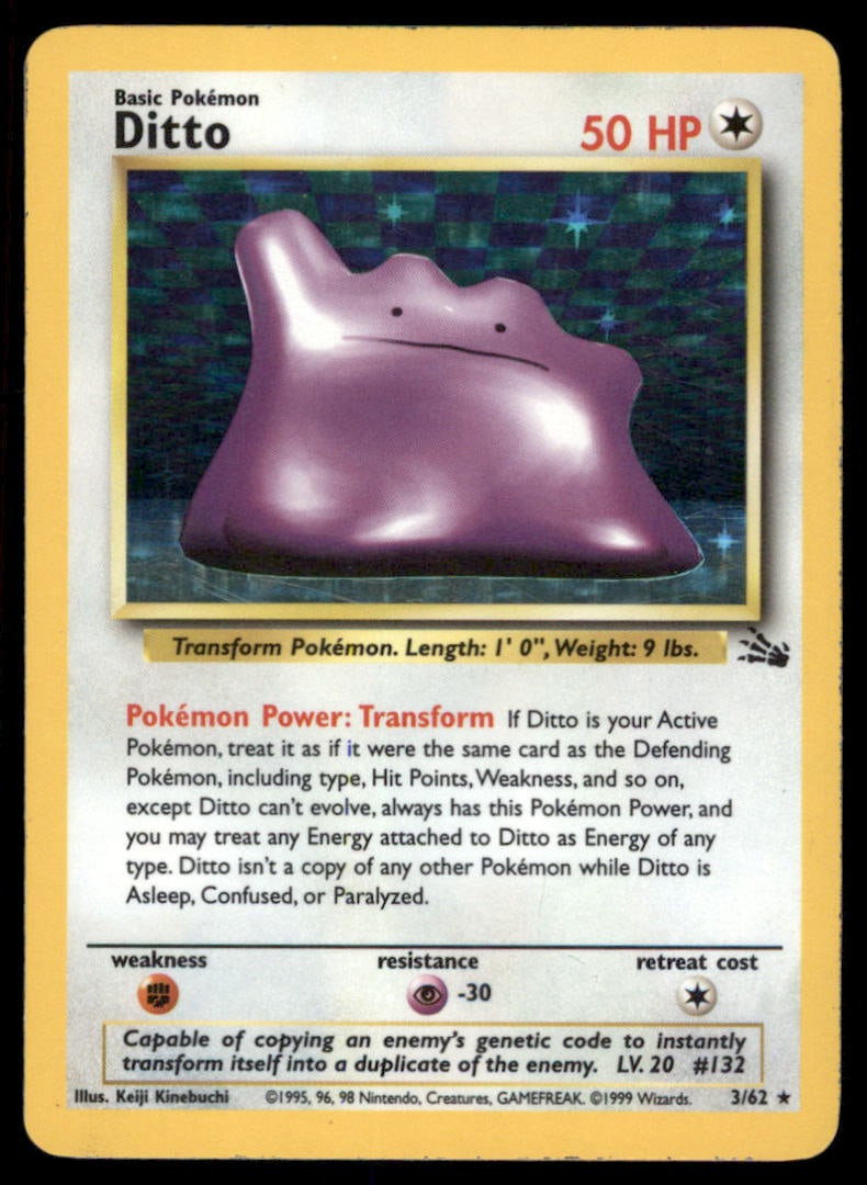 Ditto (3) Fossil #03/62 Holo Pokemon Card (1 of 2)