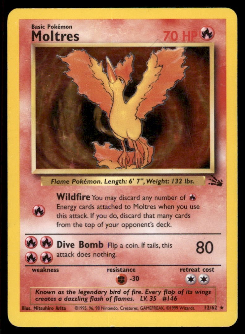 Moltres (12) Fossil #12/62 Holo Pokemon Card (1 of 2)