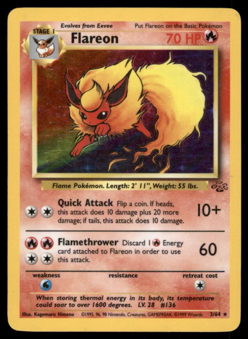 Flareon (3) Jungle #03/64 Holo Pokemon Card (1 of 2)