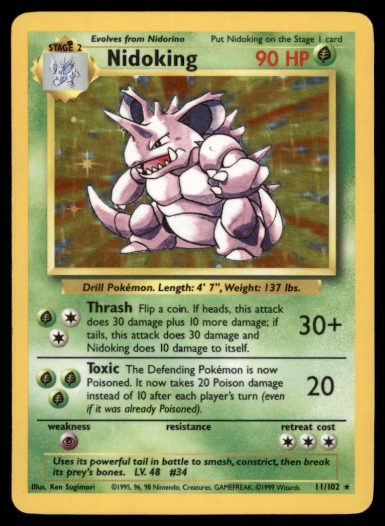 Nidoking Base Set #011/102 Holo Pokemon Card (1 of 2)