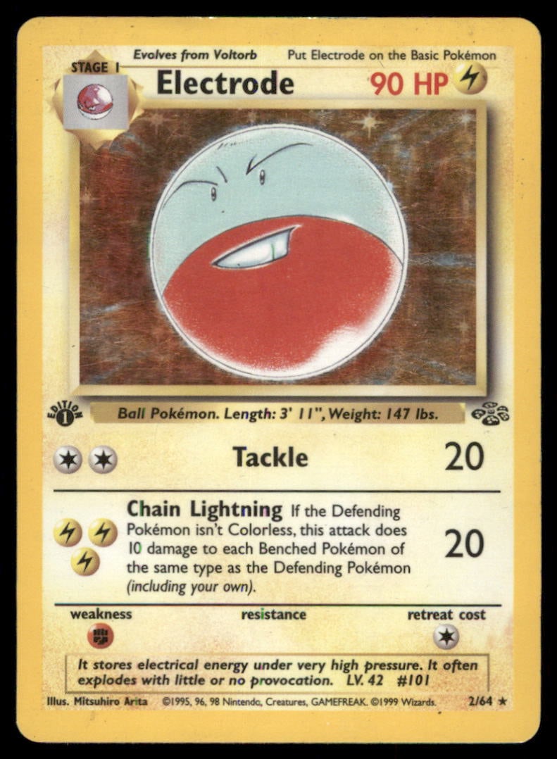Electrode 1st ED. Jungle #02/64 Holo Pokemon Card: We offer combined shipping on multiple items. Buyers may also arrange their own shipping. LiveShipping is a separate and independent option for shipping that is NOT a part of the auction house or thei