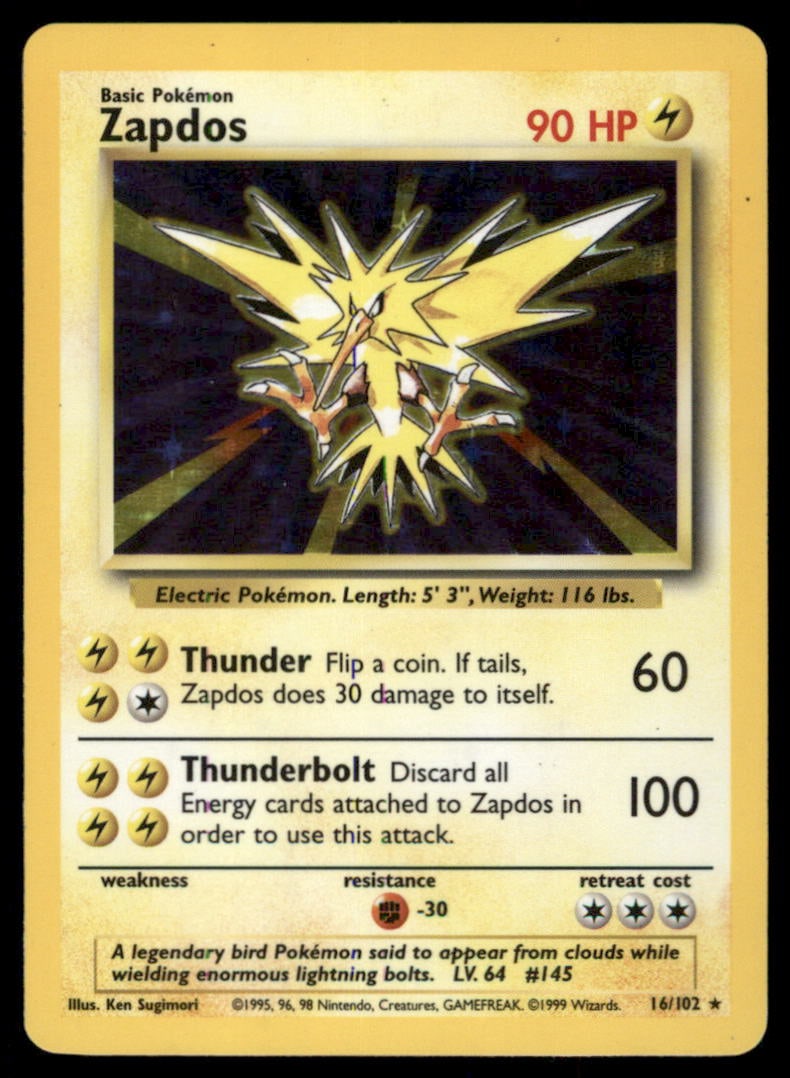 Zapdos Base Set #016/102 Holo Pokemon Card (1 of 2)