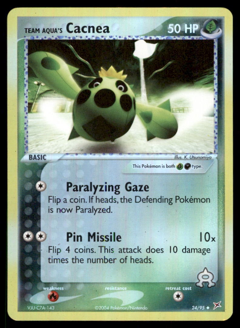 Team Aqua's Cacnea Team Magma vs Team Aqua #24/95 Holo Pokemon Card: We offer combined shipping on multiple items. Buyers may also arrange their own shipping. LiveShipping is a separate and independent option for shipping that is NOT a part of the auction house or thei