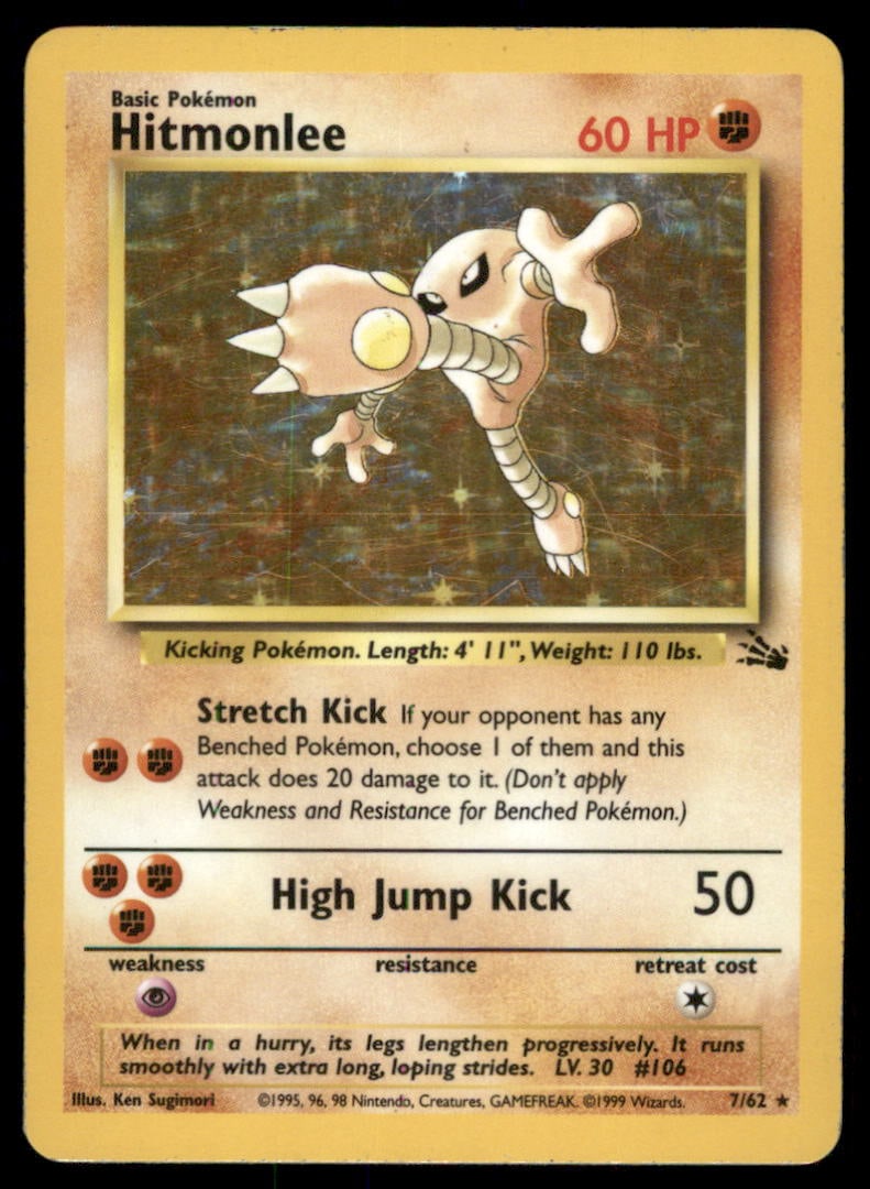 Hitmonlee (7) Fossil #07/62 Holo Pokemon Card: We offer combined shipping on multiple items. Buyers may also arrange their own shipping. LiveShipping is a separate and independent option for shipping that is NOT a part of the auction house or thei