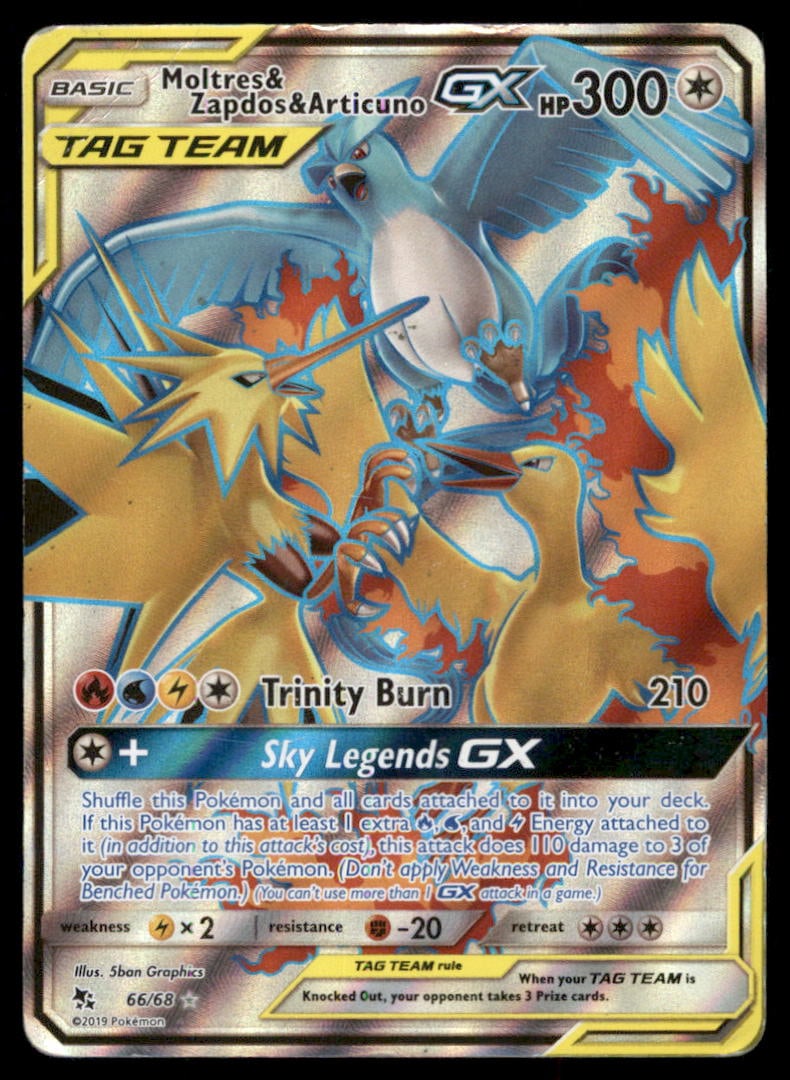 Moltres & Zapdos & Articuno GX (Full Art) Hidden Fates #66/68 Pokemon Card: We offer combined shipping on multiple items. Buyers may also arrange their own shipping. LiveShipping is a separate and independent option for shipping that is NOT a part of the auction house or thei