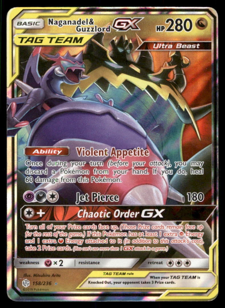 Naganadel & Guzzlord GX SM - Cosmic Eclipse #158/236 Pokemon Card: We offer combined shipping on multiple items. Buyers may also arrange their own shipping. LiveShipping is a separate and independent option for shipping that is NOT a part of the auction house or thei