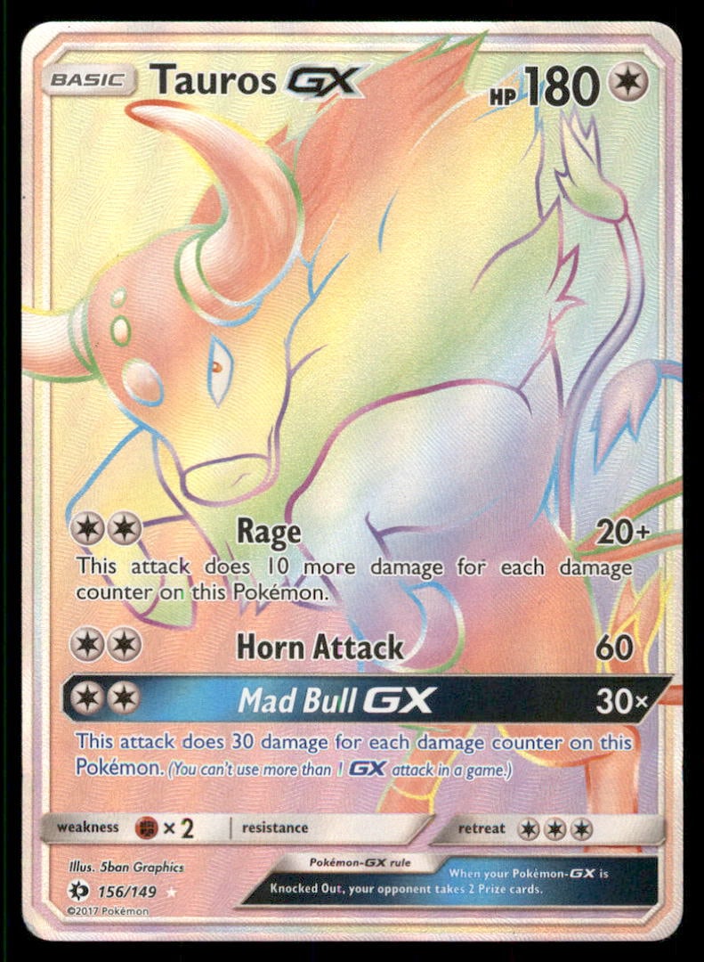 Tauros GX (Secret) SM Base Set #156/149 Pokemon Card: We offer combined shipping on multiple items. Buyers may also arrange their own shipping. LiveShipping is a separate and independent option for shipping that is NOT a part of the auction house or thei