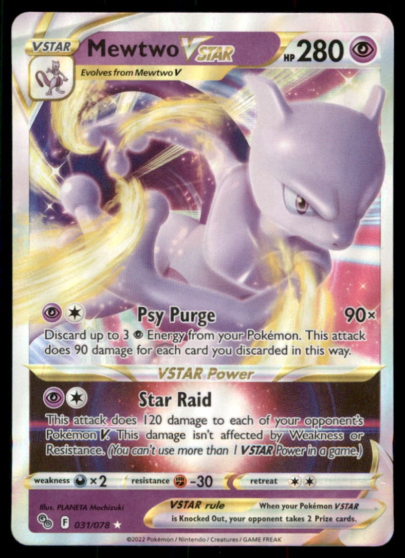 Mewtwo VSTAR Pokemon GO #031/078 Pokemon Card: We offer combined shipping on multiple items. Buyers may also arrange their own shipping. LiveShipping is a separate and independent option for shipping that is NOT a part of the auction house or thei
