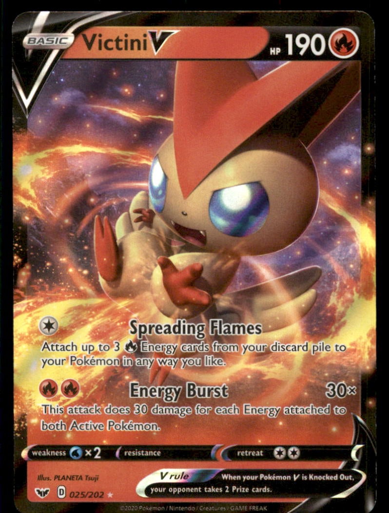 Victini V SWSH01: Sword & Shield Base Set #025/202 Pokemon Card: We offer combined shipping on multiple items. Buyers may also arrange their own shipping. LiveShipping is a separate and independent option for shipping that is NOT a part of the auction house or thei