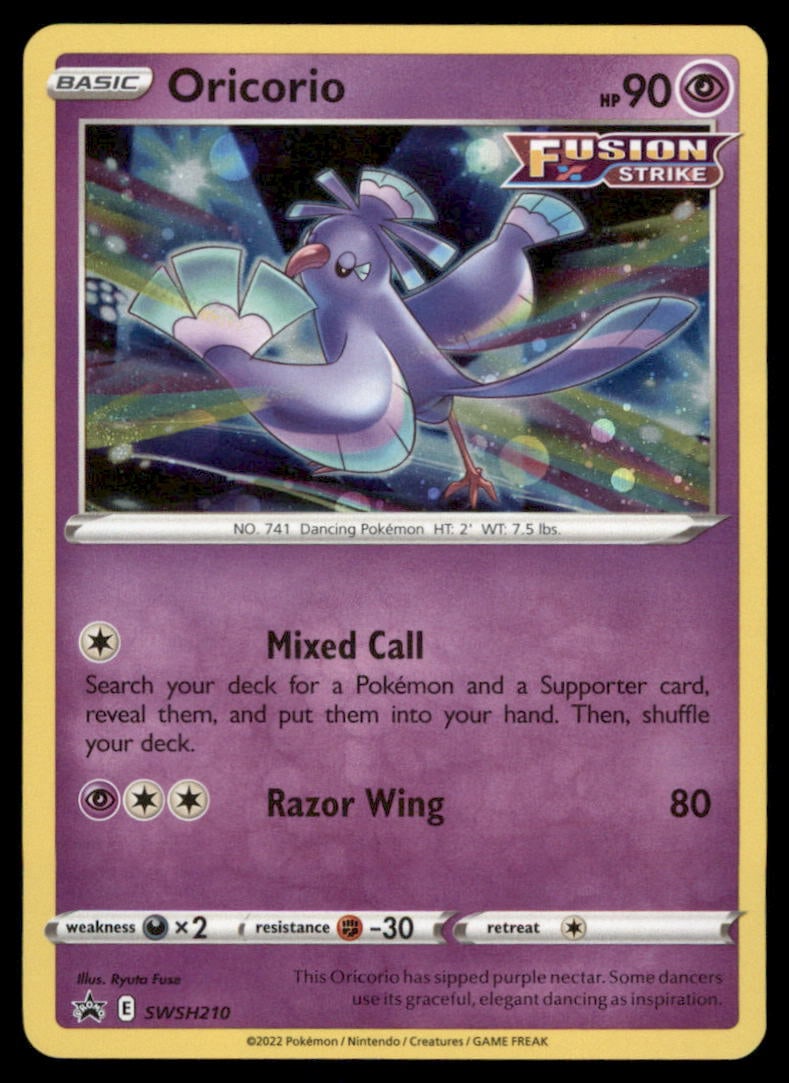 Oricorio SWSH: Sword & Shield Promo Cards #SWSH210 Holo Pokemon Card: We offer combined shipping on multiple items. Buyers may also arrange their own shipping. LiveShipping is a separate and independent option for shipping that is NOT a part of the auction house or thei
