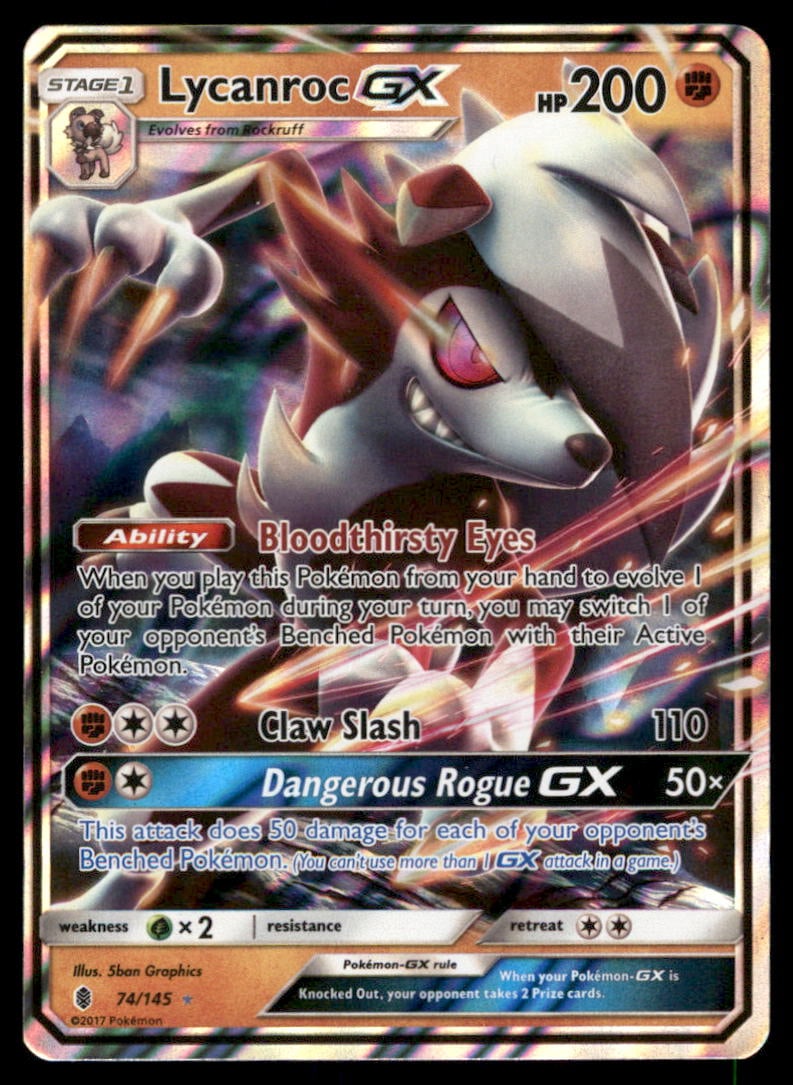 Lycanroc GX SM - Guardians Rising #74/145 Holo Pokemon Card: We offer combined shipping on multiple items. Buyers may also arrange their own shipping. LiveShipping is a separate and independent option for shipping that is NOT a part of the auction house or thei