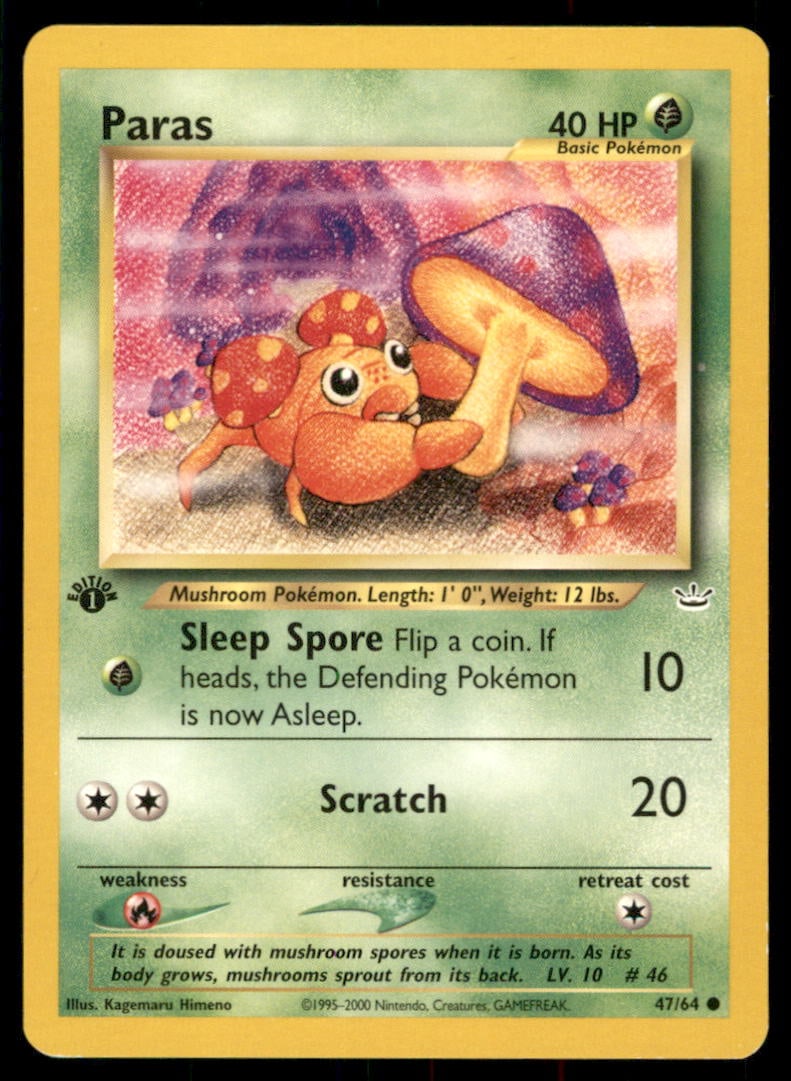 Paras Neo Revelation #47/64 1st. ED. Pokemon Card: We offer combined shipping on multiple items. Buyers may also arrange their own shipping. LiveShipping is a separate and independent option for shipping that is NOT a part of the auction house or thei