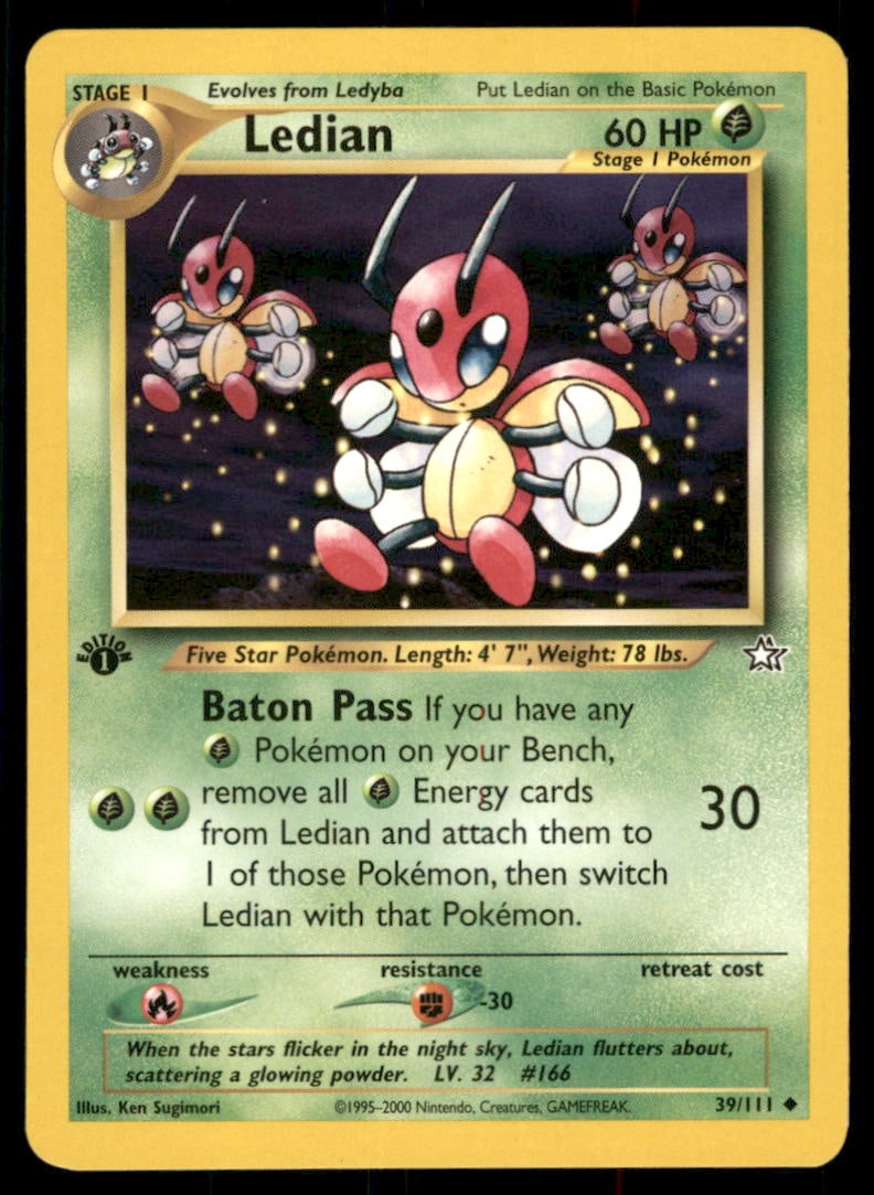 Ledian Neo Genesis #039/111 1st. ED. Pokemon Card: We offer combined shipping on multiple items. Buyers may also arrange their own shipping. LiveShipping is a separate and independent option for shipping that is NOT a part of the auction house or thei