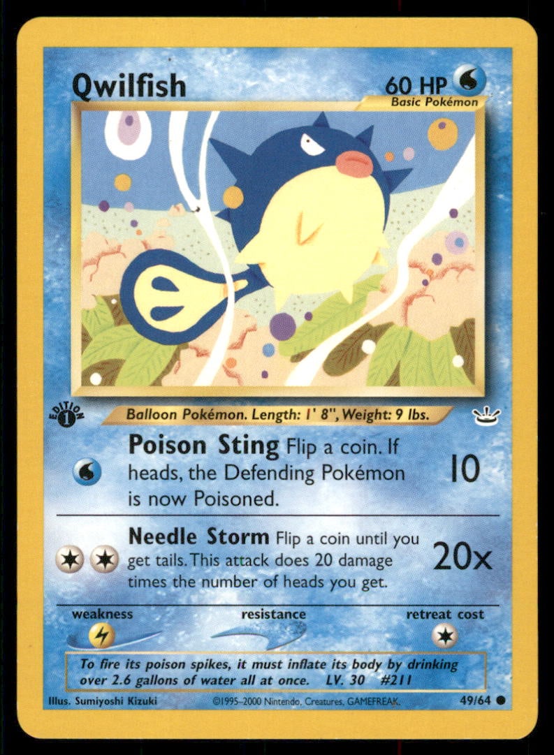 Qwilfish Neo Revelation #49/64 1st. ED. Pokemon Card (1 of 2)