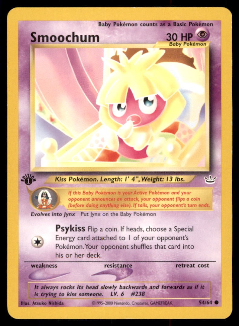 Smoochum Neo Revelation #54/64 1st. ED. Pokemon Card (1 of 2)