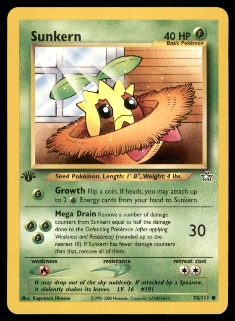 Sunkern Neo Genesis #078/111 1st. ED. Pokemon Card: We offer combined shipping on multiple items. Buyers may also arrange their own shipping. LiveShipping is a separate and independent option for shipping that is NOT a part of the auction house or thei