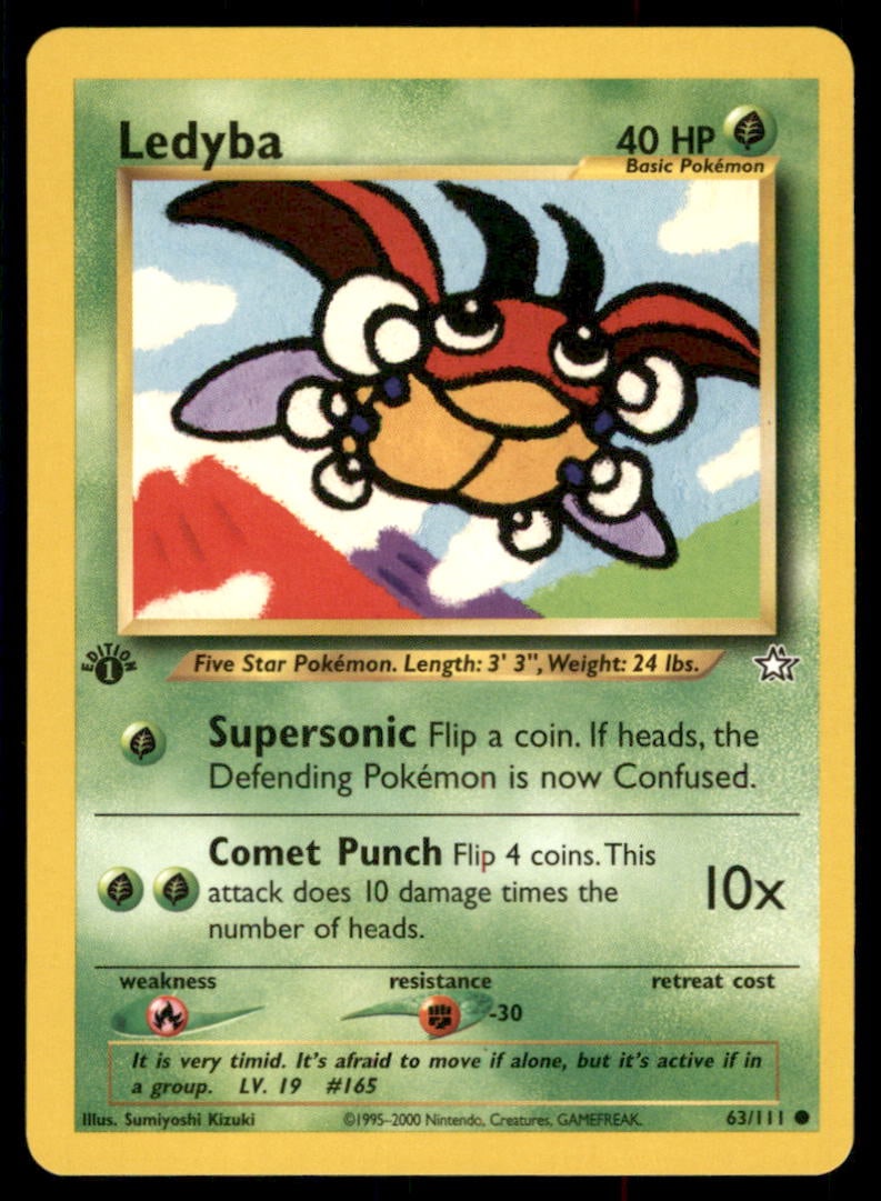 Ledyba Neo Genesis #063/111 1st. ED. Pokemon Card (1 of 2)