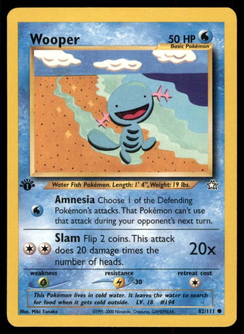 Wooper Neo Genesis #082/111 1st. ED. Pokemon Card (1 of 2)