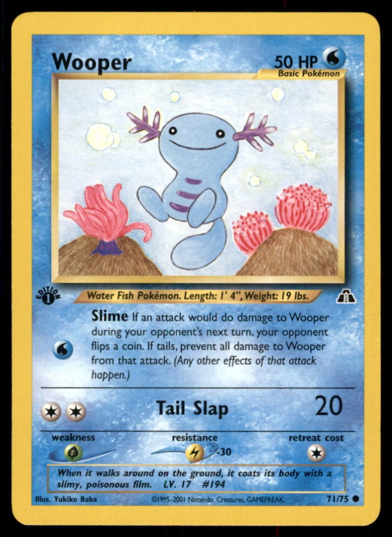 Wooper Neo Discovery #71/75 1st. ED. Pokemon Card (1 of 2)