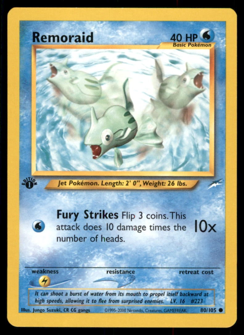 Remoraid Neo Destiny #080/105 1st. ED. Pokemon Card (1 of 2)
