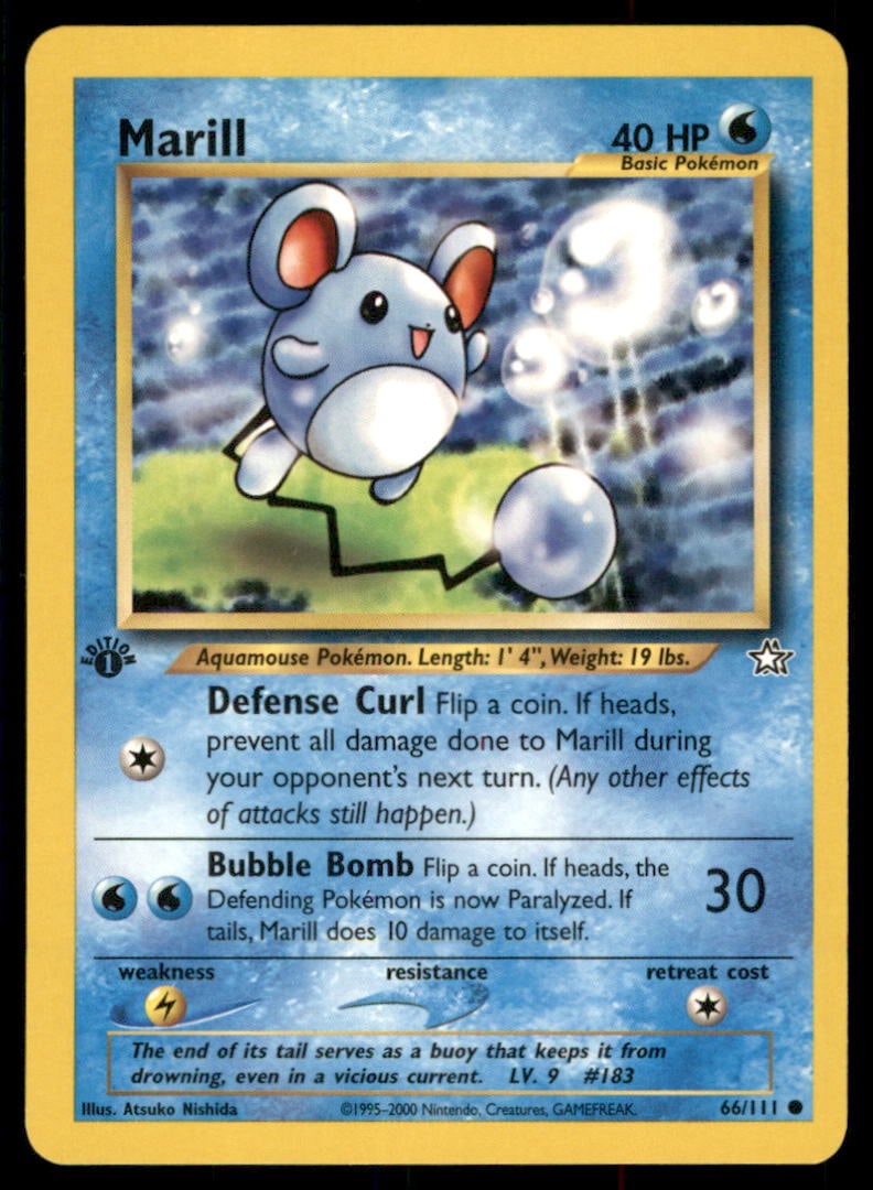 Marill Neo Genesis #066/111 1st. ED. Pokemon Card: We offer combined shipping on multiple items. Buyers may also arrange their own shipping. LiveShipping is a separate and independent option for shipping that is NOT a part of the auction house or thei