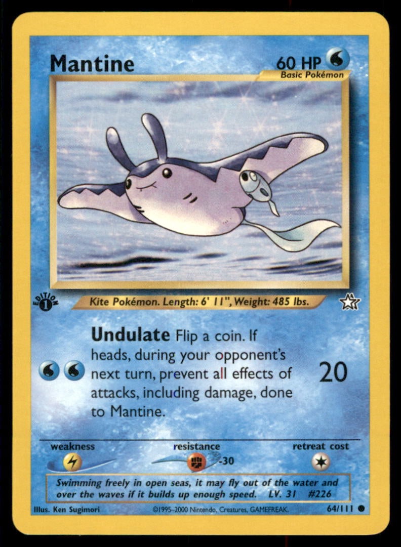 Mantine Neo Genesis #064/111 1st. ED. Pokemon Card: We offer combined shipping on multiple items. Buyers may also arrange their own shipping. LiveShipping is a separate and independent option for shipping that is NOT a part of the auction house or thei