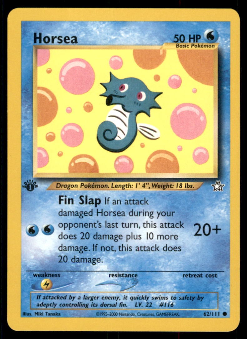 Horsea Neo Genesis #062/111 1st. ED. Pokemon Card: We offer combined shipping on multiple items. Buyers may also arrange their own shipping. LiveShipping is a separate and independent option for shipping that is NOT a part of the auction house or thei
